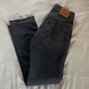 Levi 501s Washed Black Raw Hem NEW